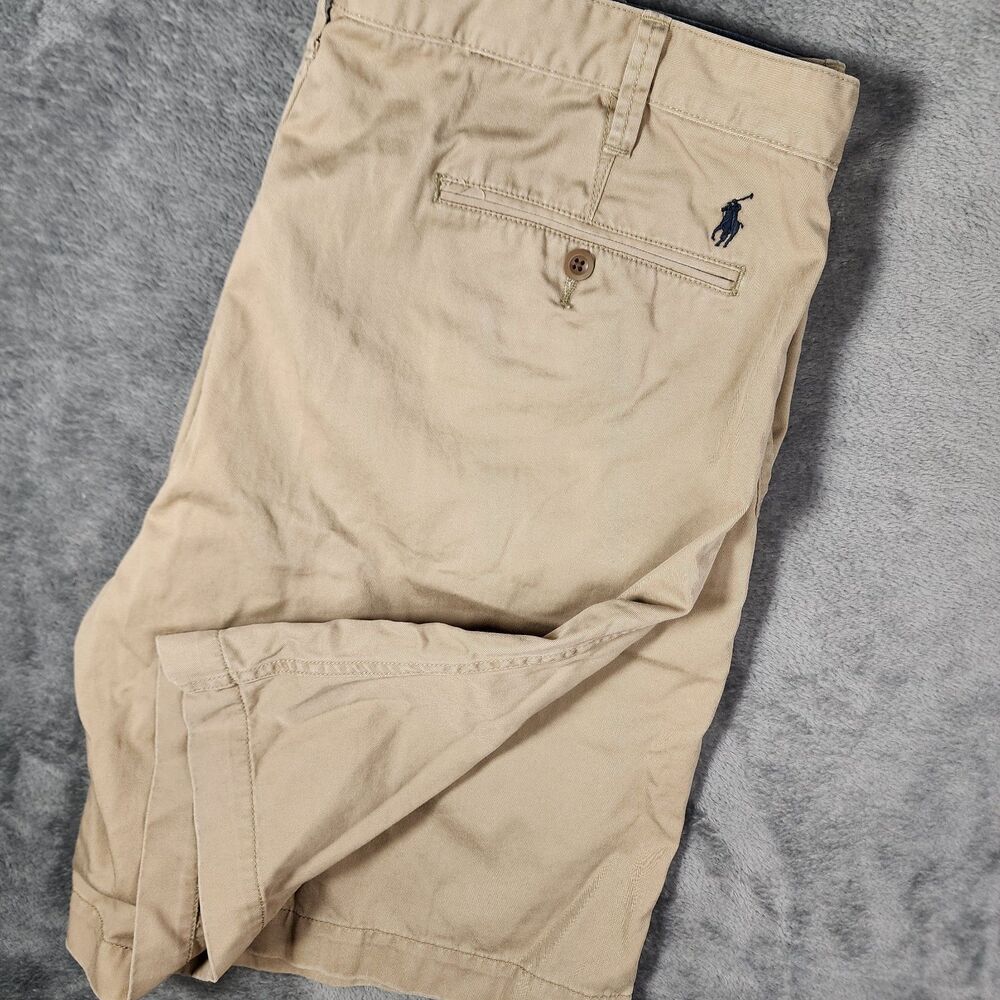 Polo Ralph Lauren Mens Khaki Shorts 42 Tall Beige Chino Classic Fit Flat Front